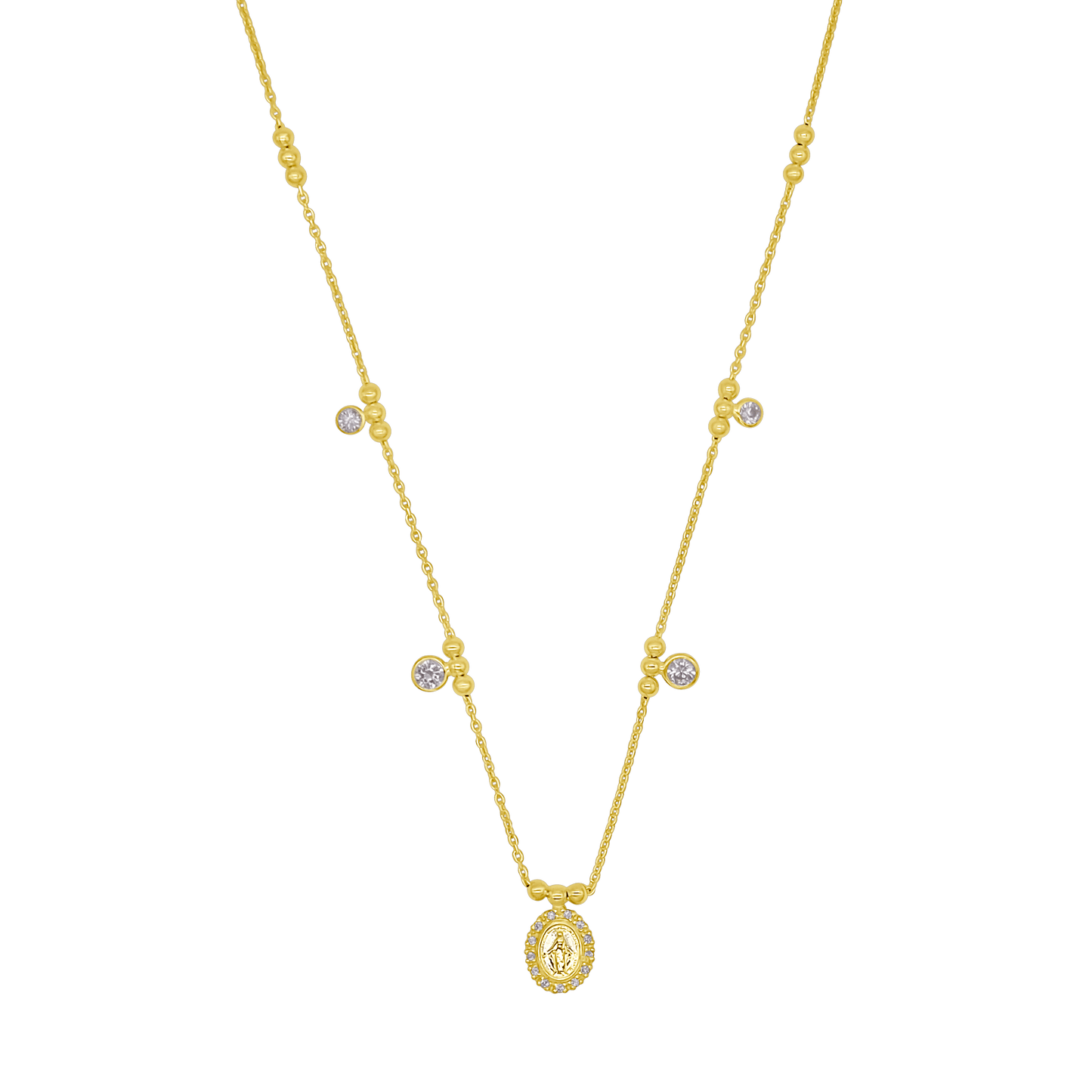 MIRACULOUS MÉDAILLE COLLIER - GOLDEN ARGENT ET ZIRCONIA