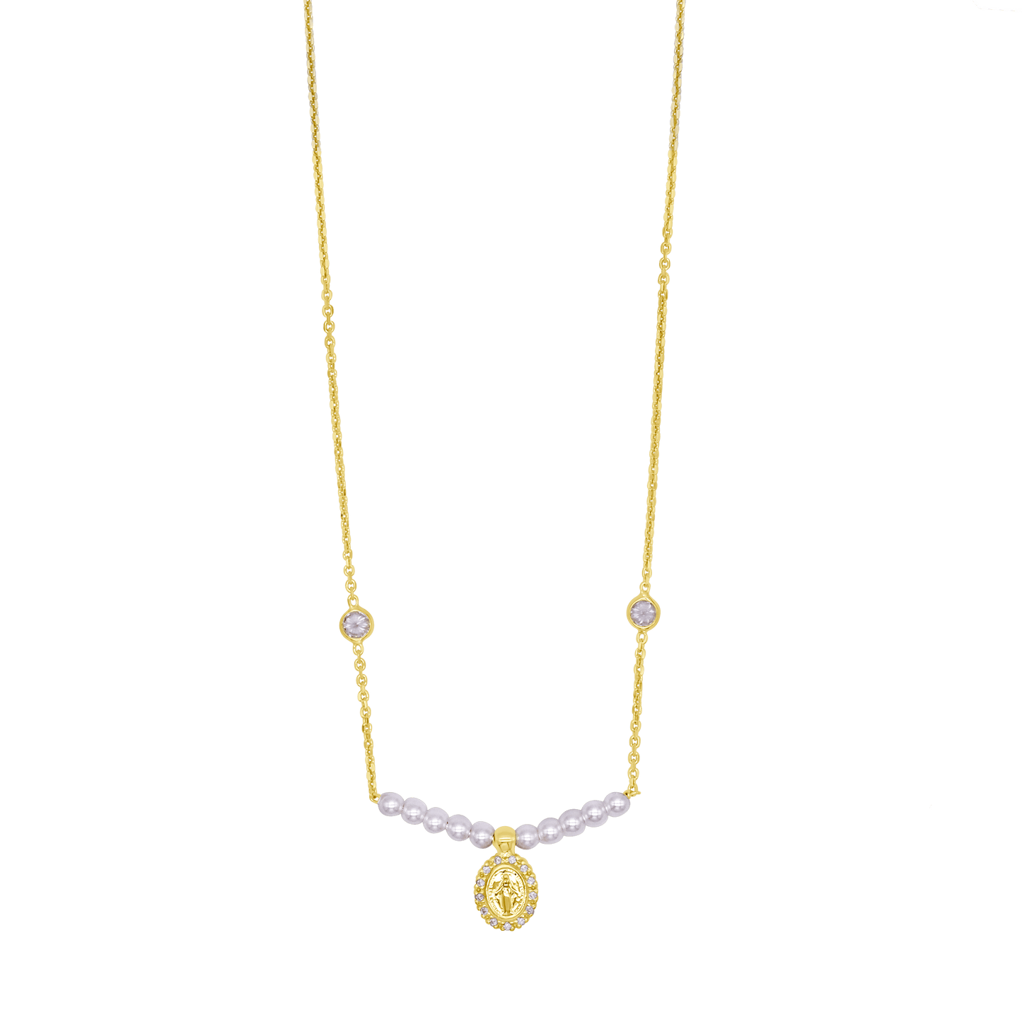 MIRACULOUS MÉDAILLE COLLIER - GOLDEN ARGENT ET PERLES