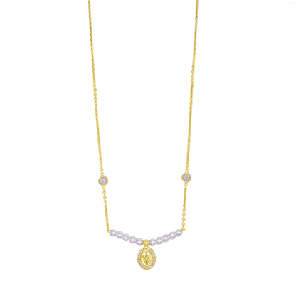 MIRACULOUS MÉDAILLE COLLIER - GOLDEN ARGENT ET PERLES