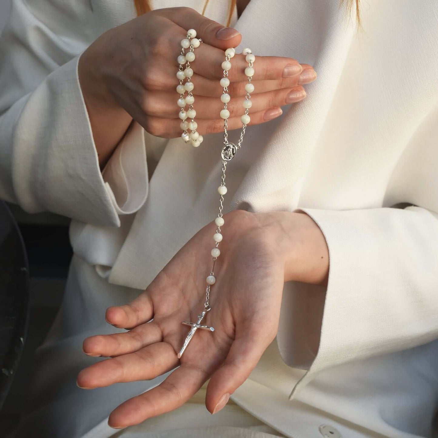 MOTHER OF PERLE CHAPELET - ARGENT