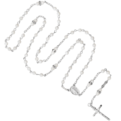 MOTHER OF PERLE ET SWAROVSKI CHAPELET - ARGENT