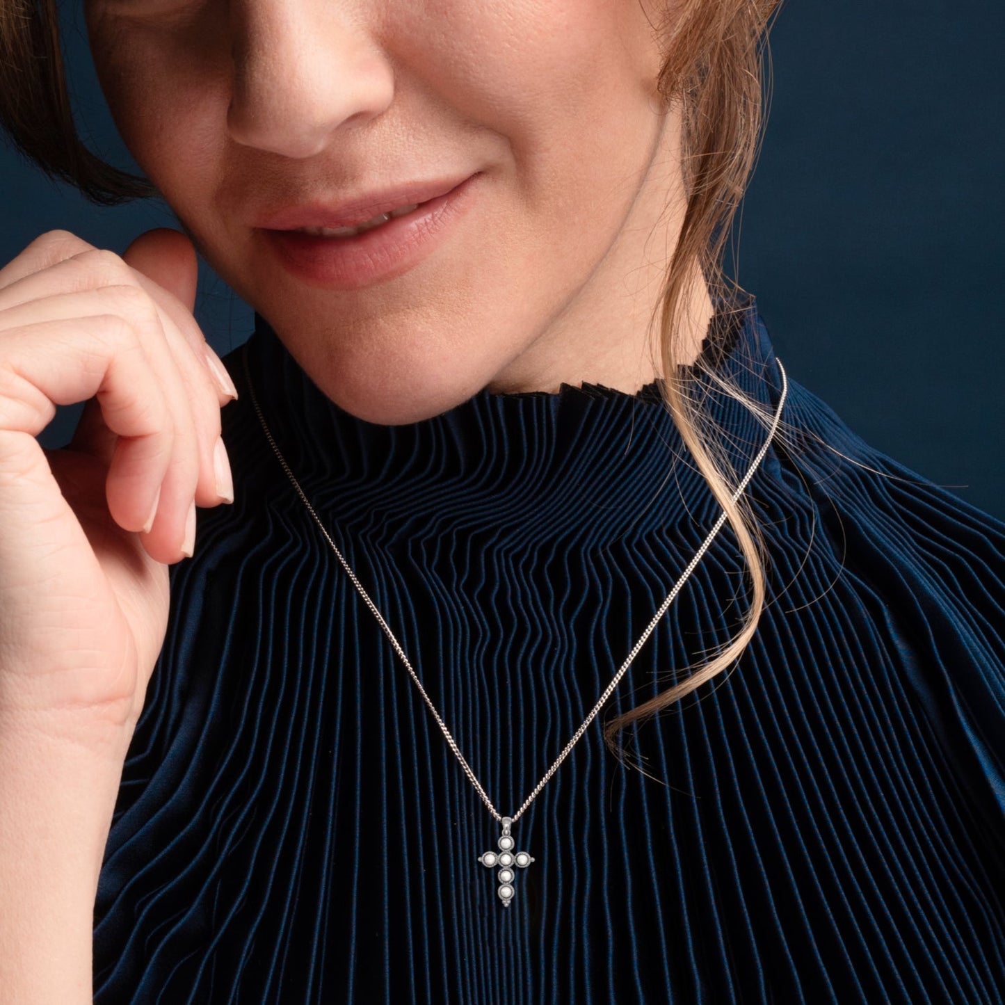 MOTHER OF PERLE PENDENTIF CROIX - ARGENT