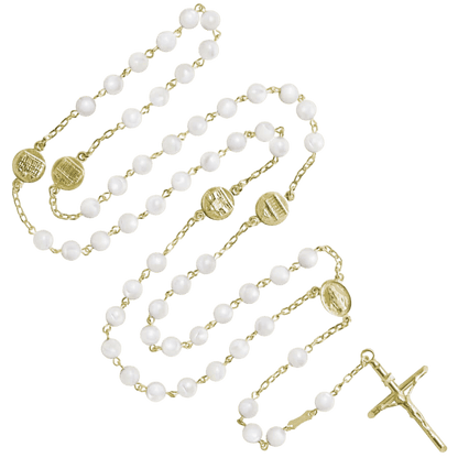 MOTHER OF PERLE CHAPELET - VERMEIL ARGENT