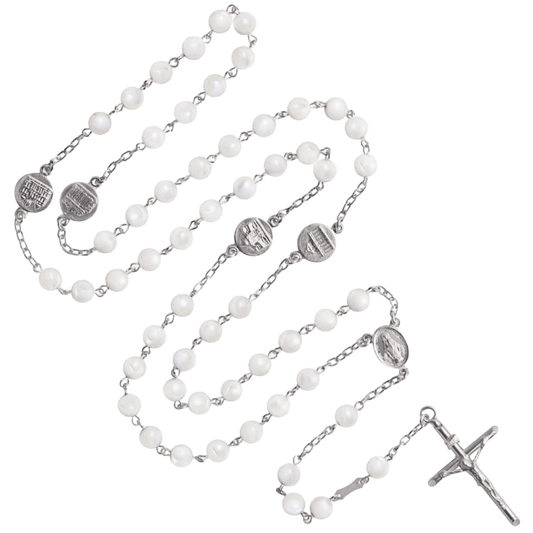 MOTHER OF PERLE CHAPELET - ARGENT