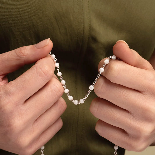 MOTHER OF PERLE CHAPELET - ARGENT