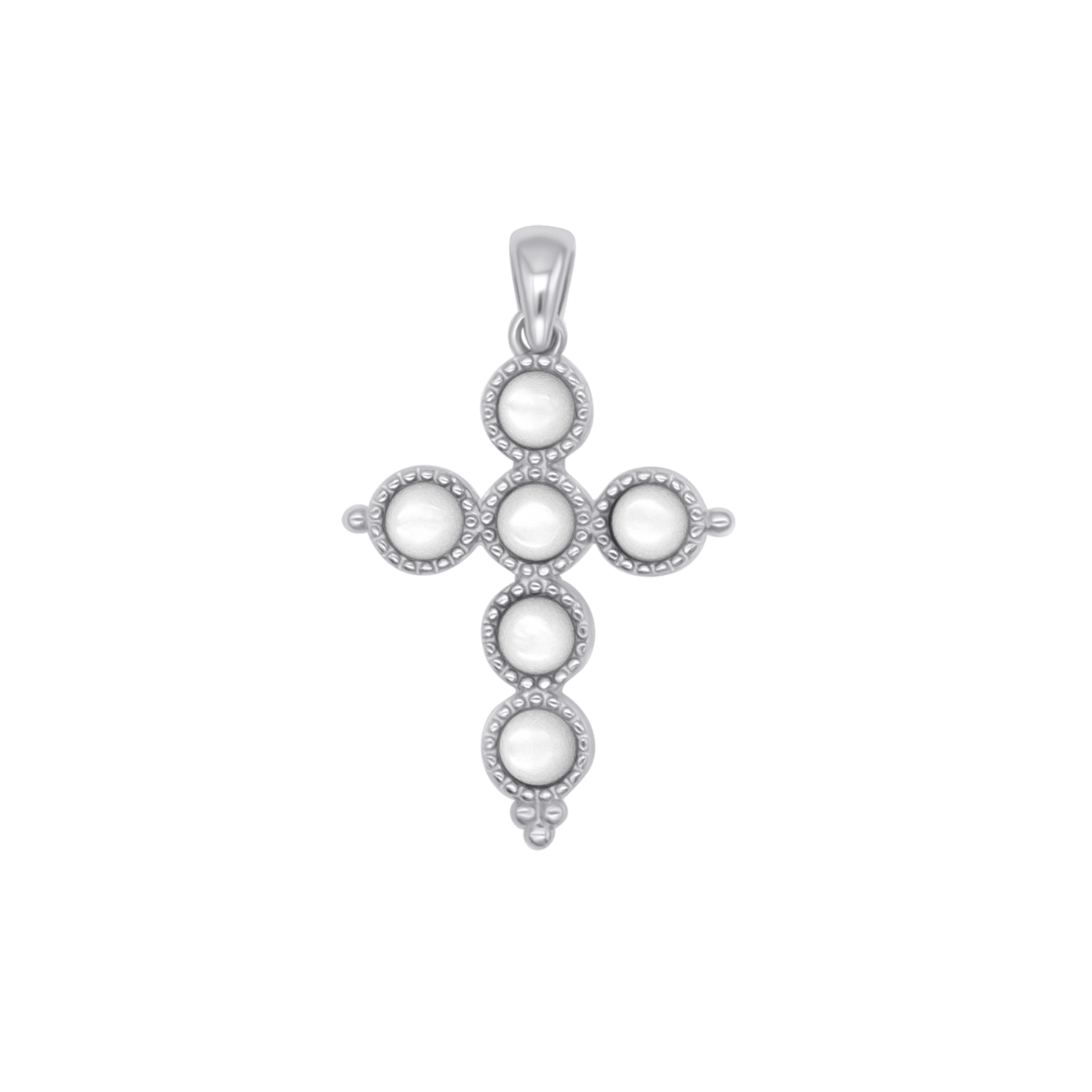 MOTHER OF PERLE PENDENTIF CROIX - ARGENT