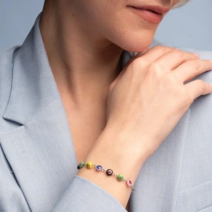 MURRINA GLASS BEADS BRACELET CHAPELET - ARGENT