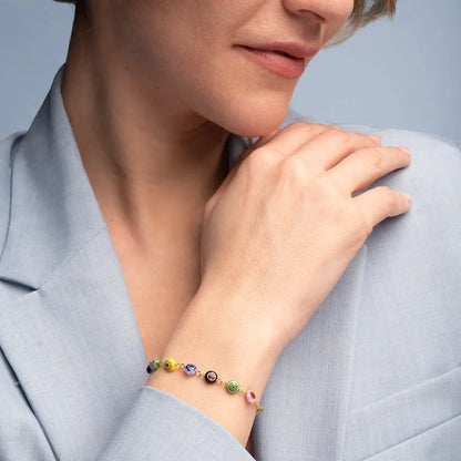 MURRINA GLASS BEADS BRACELET CHAPELET - VERMEIL ARGENT