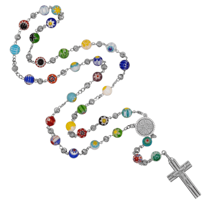 MURRINA GLASS BEADS - CHAPELET - ARGENT