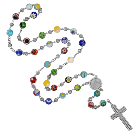 MURRINA GLASS BEADS - CHAPELET - ARGENT