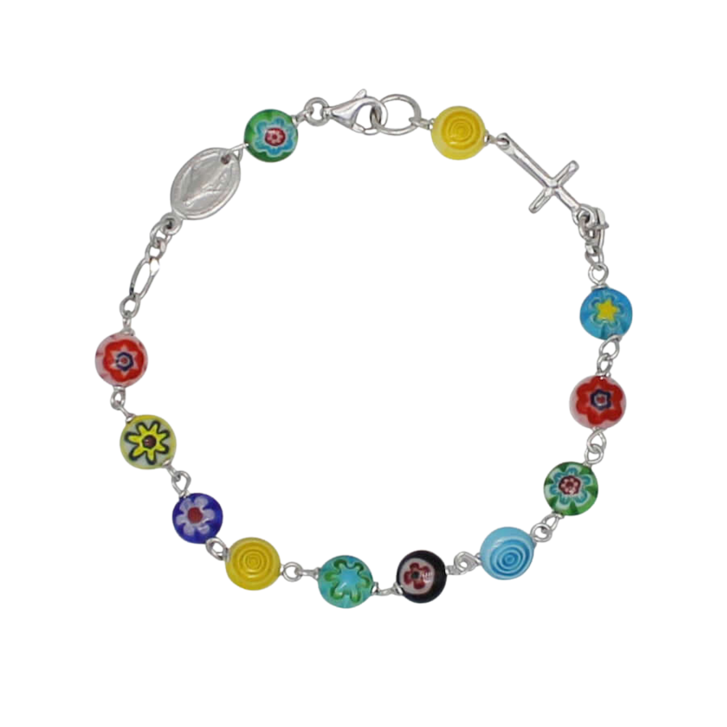 MURRINA GLASS BEADS BRACELET CHAPELET - ARGENT