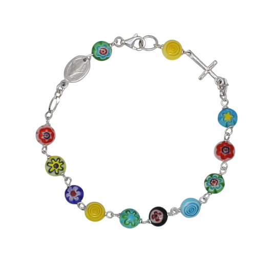MURRINA GLASS BEADS BRACELET CHAPELET - ARGENT