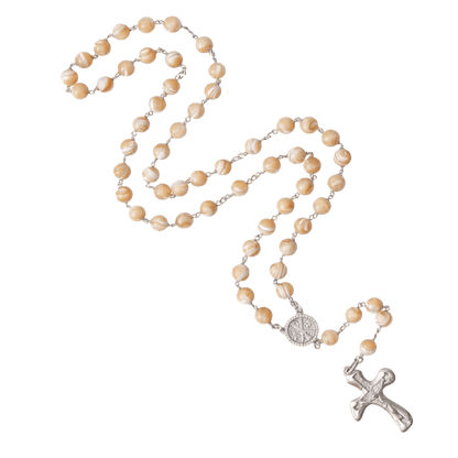 NATURAL MOTHER OF PERLE CHAPELET - ARGENT