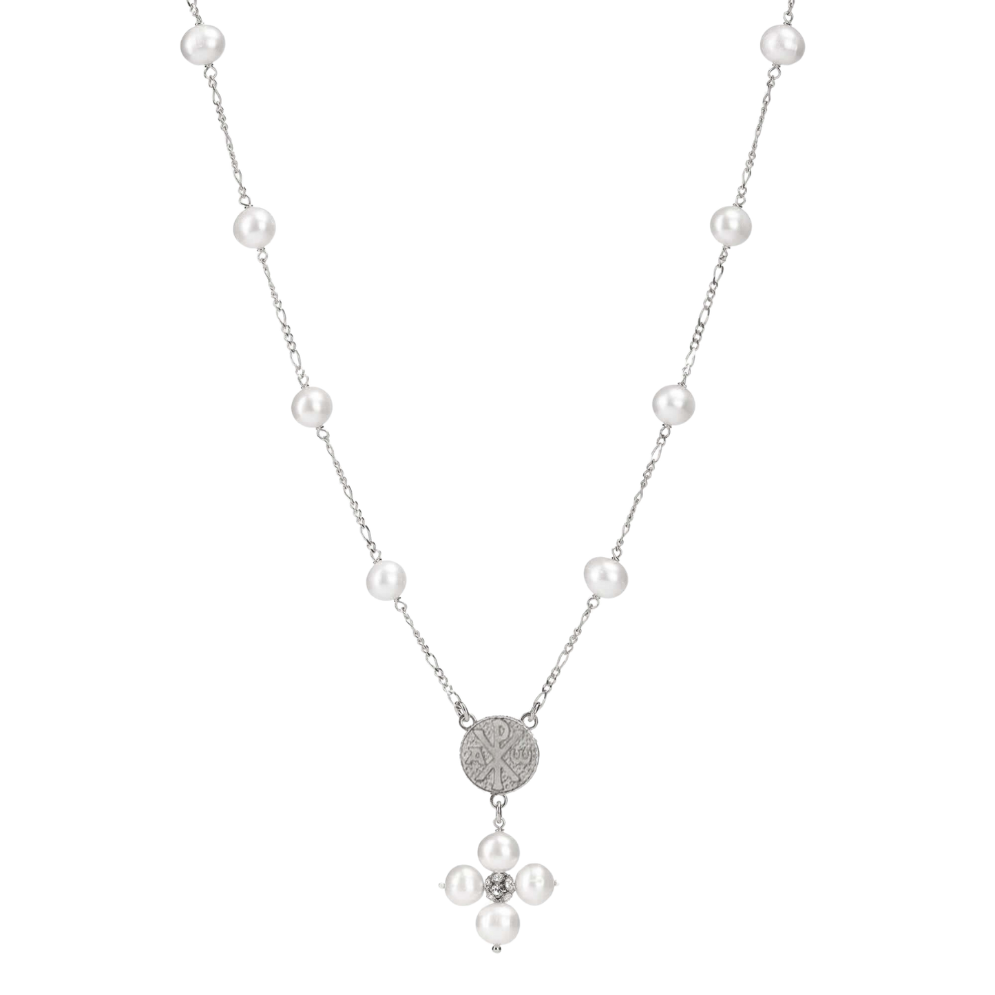 PERLE COLLIER - MÉDAILLE MARIE - ARGENT