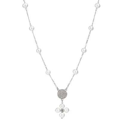 PERLE COLLIER - MÉDAILLE MARIE - ARGENT