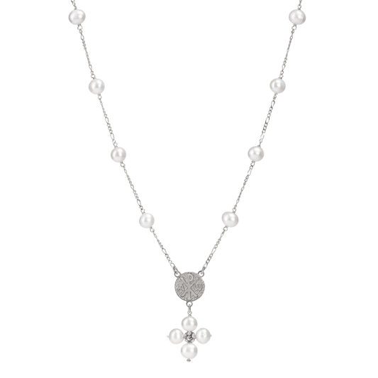 PERLE COLLIER - MÉDAILLE MARIE - ARGENT