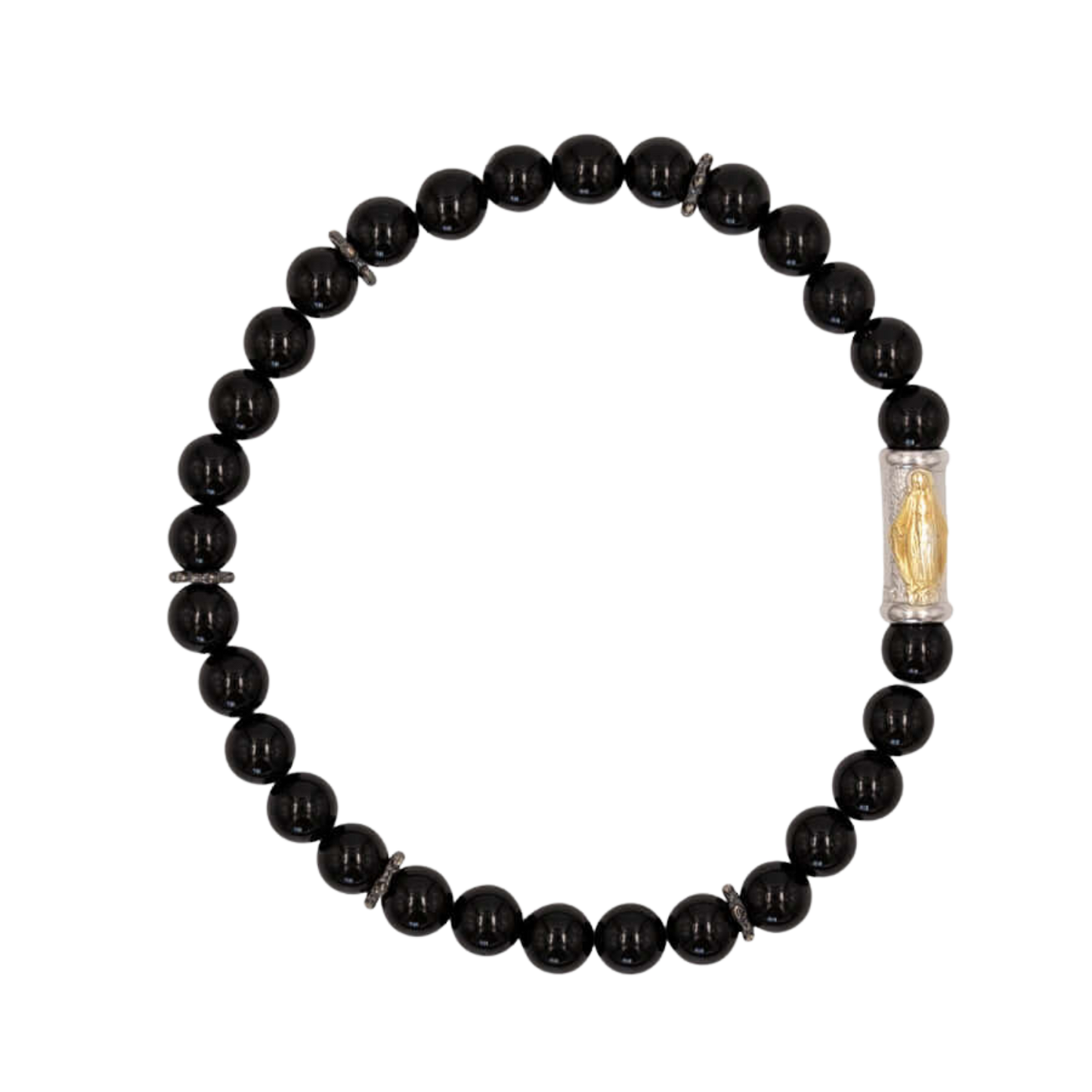 OUR LADY OF GRACE BRACELET - ONYX ET ARGENT