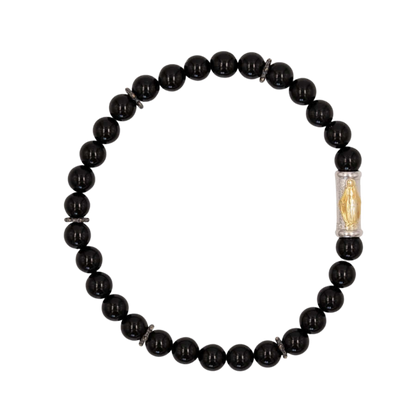 OUR LADY OF GRACE BRACELET - ONYX ET ARGENT