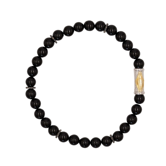 OUR LADY OF GRACE BRACELET - ONYX ET ARGENT