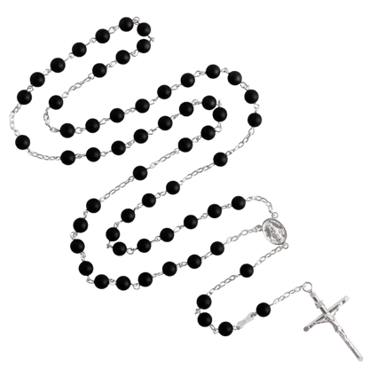 ONYX BEADS CHAPELET - ARGENT