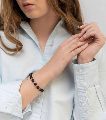 ONYX BRACELET CHAPELET - ARGENT
