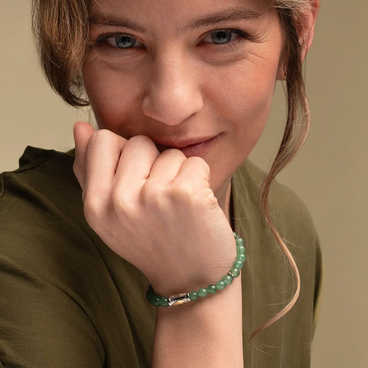 OUR LADY OF GRACE BRACELET - AVENTURINE ET ARGENT
