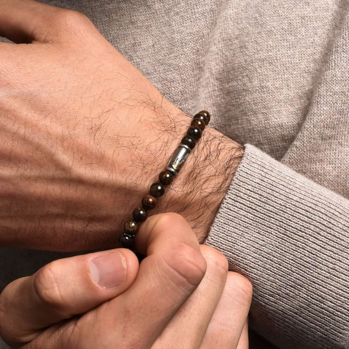 OUR LADY OF GRACE BRACELET - BRONZITE ET ARGENT