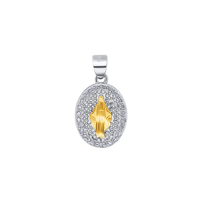 OUR LADY OF GRACE - PENDENTIF - BICOLOR ARGENT