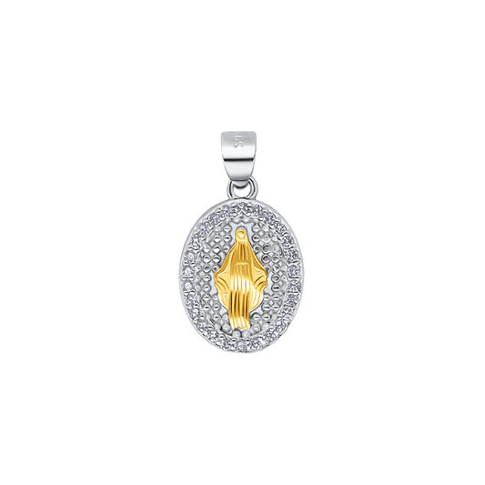 OUR LADY OF GRACE - PENDENTIF - BICOLOR ARGENT