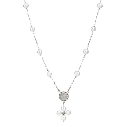 PERLE COLLIER - MÉDAILLE MARIE - ARGENT