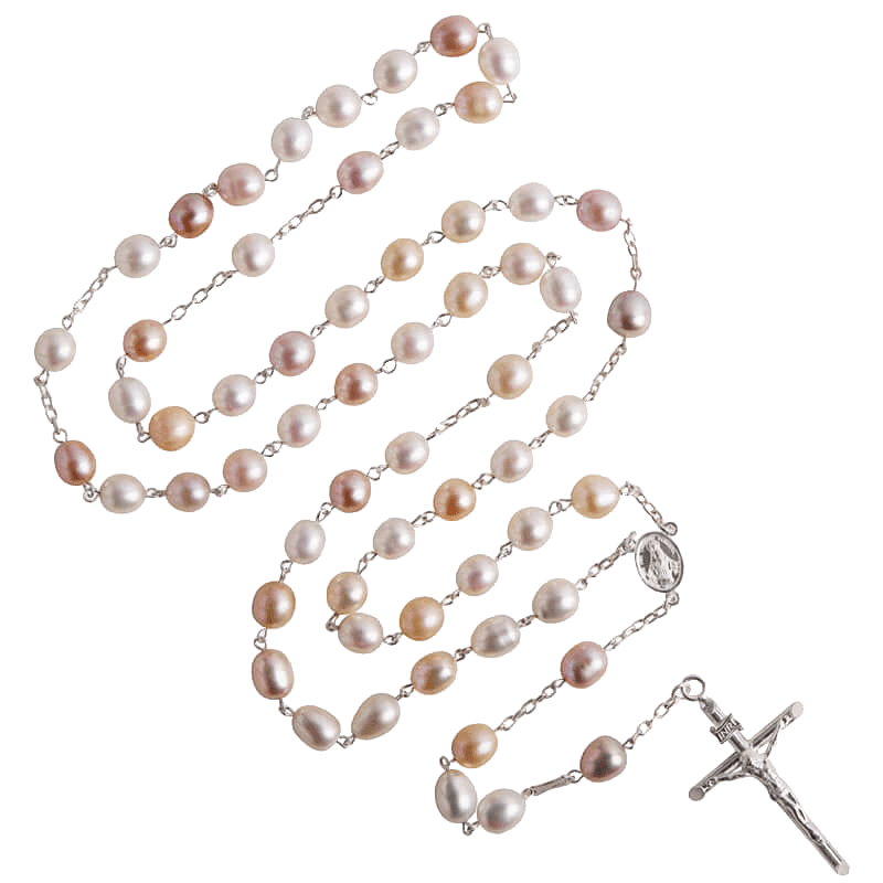 THREE-TONE PERLE CHAPELET - ARGENT