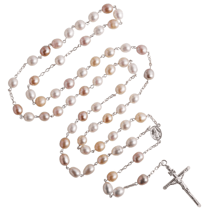 THREE-TONE PERLE CHAPELET - ARGENT