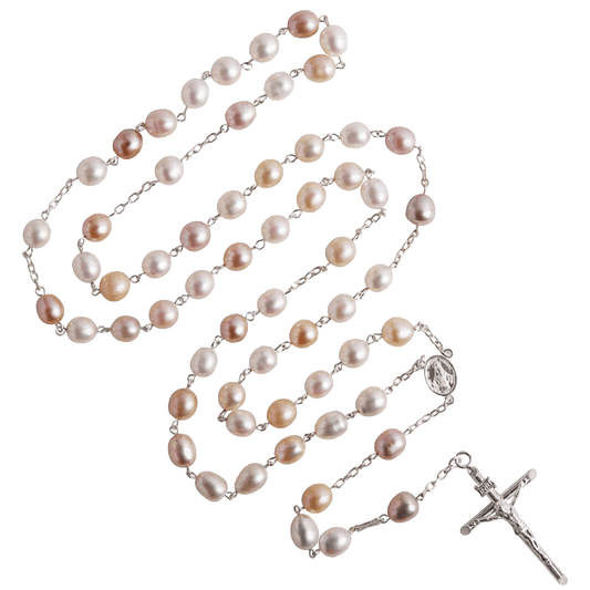 THREE-TONE PERLE CHAPELET - ARGENT
