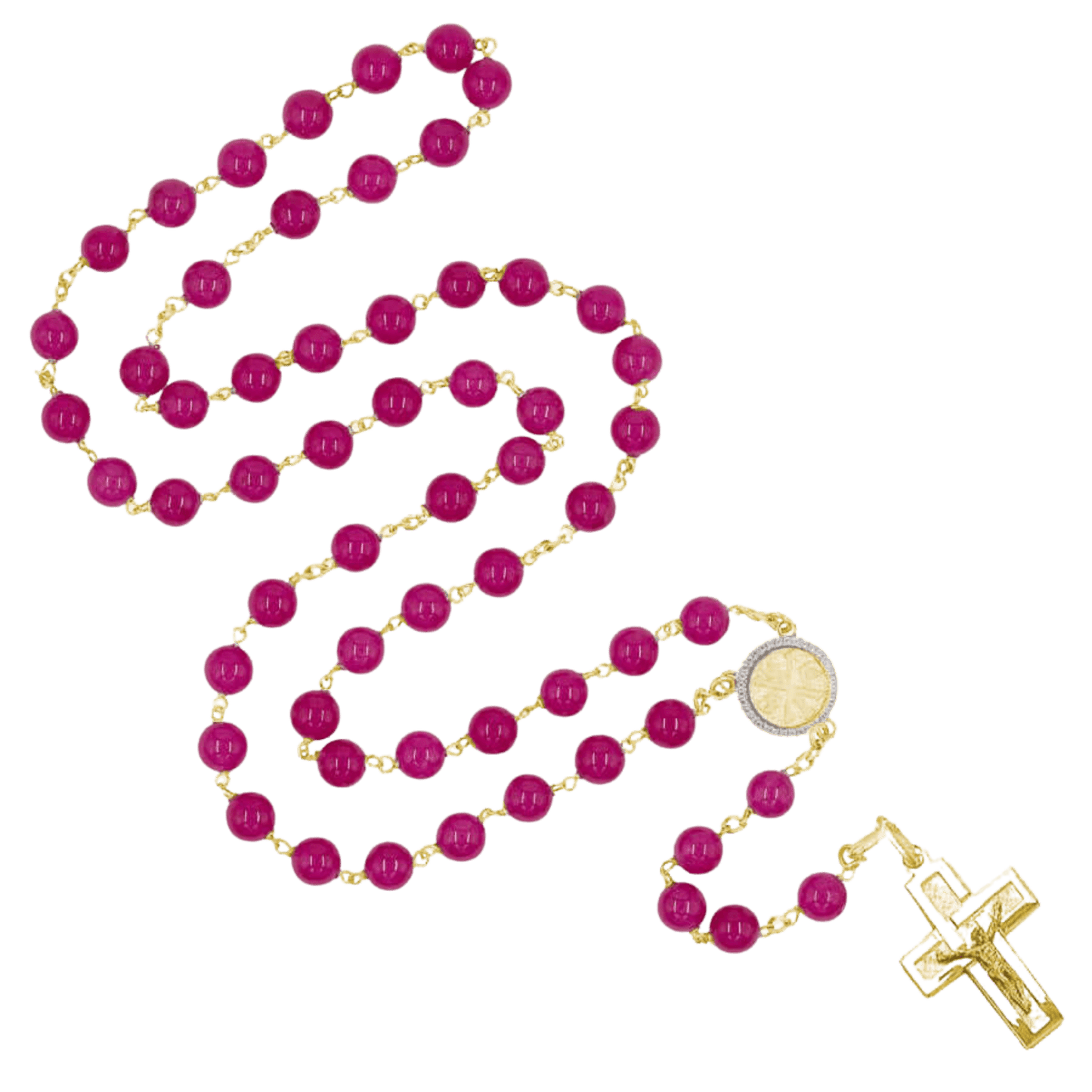 PINK AGATE CHAPELET - VERMEIL ARGENT