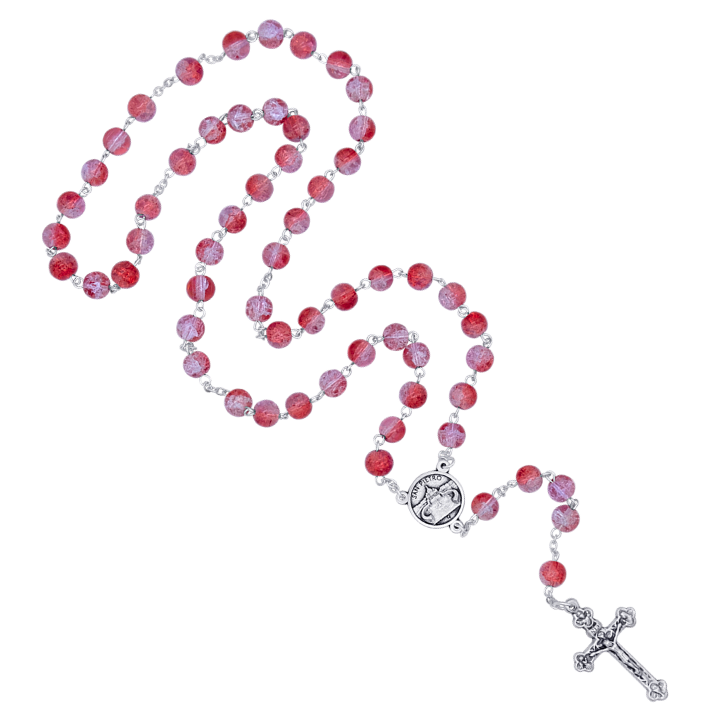PINK ET PURPLE GLASS - CHAPELET - METAL