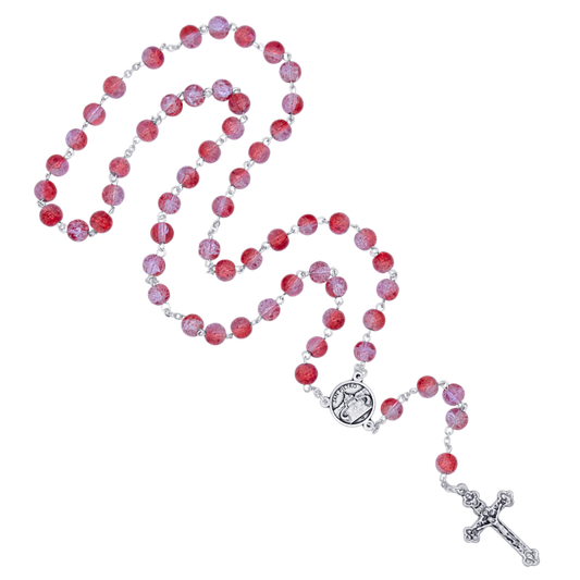 PINK ET PURPLE GLASS - CHAPELET - METAL