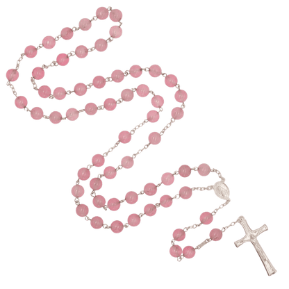 ROSE QUARTZ - CHAPELET - ARGENT