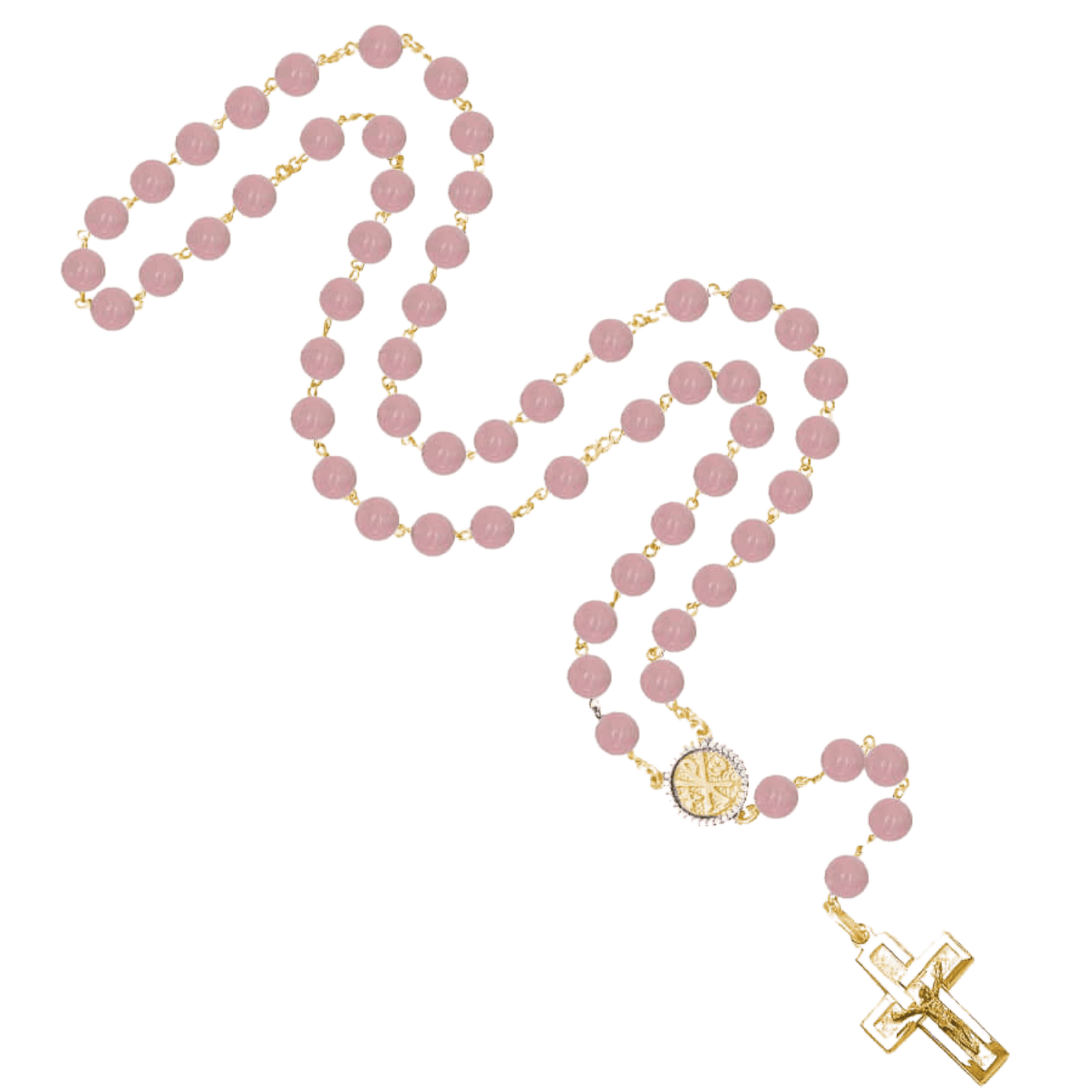 ROSE QUARTZ CHAPELET - VERMEIL ARGENT