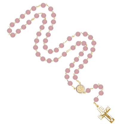 ROSE QUARTZ CHAPELET - VERMEIL ARGENT