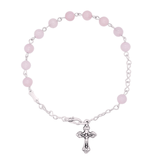 PINK QUARTZ BRACELET CHAPELET - METAL