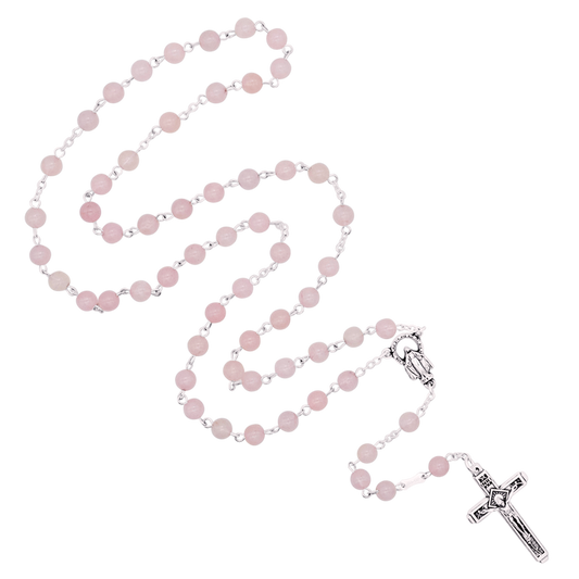 PINK QUARTZ CHAPELET - METAL