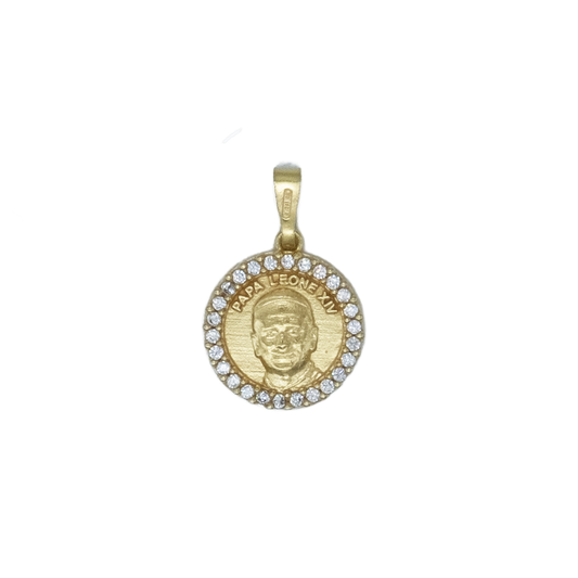 POPE LEO XIV - MÉDAILLE - GOLDEN ARGENT ET ZIRCONIA