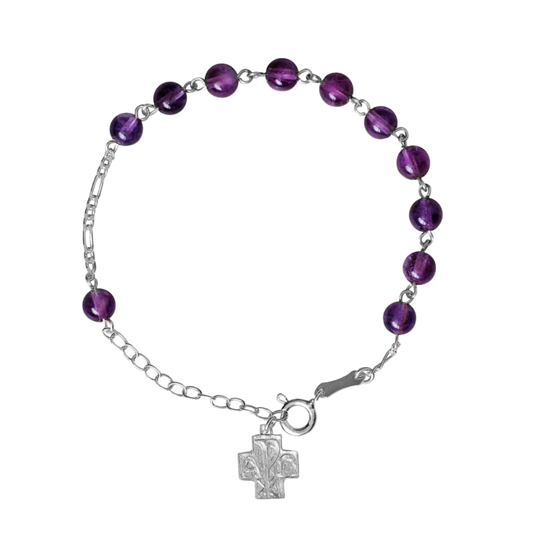 BRACELET CHAPELET AMETHYST - ARGENT