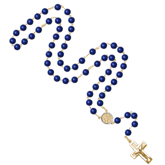 LAPIS LAZULI BEADS - CHAPELET - VERMEIL ARGENT