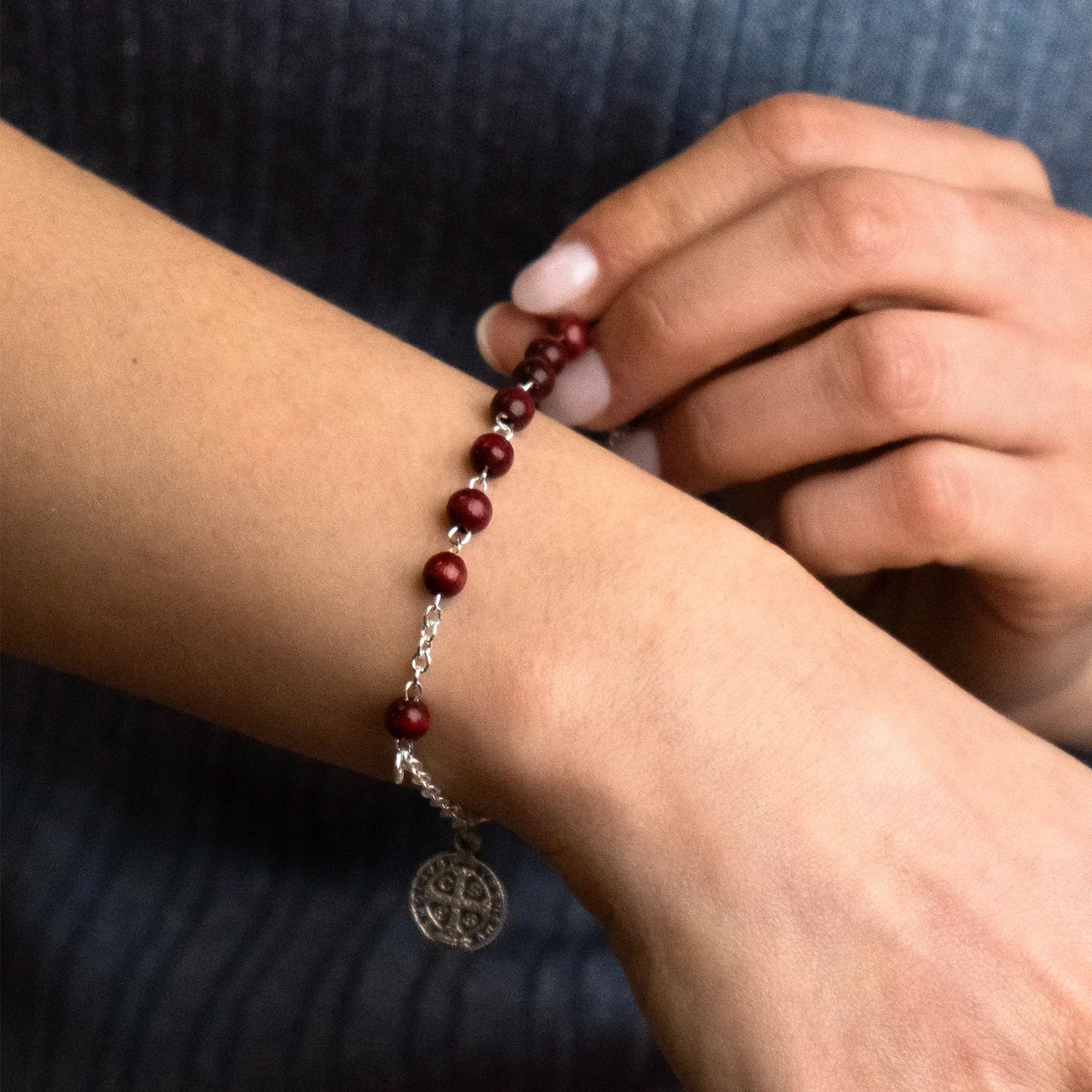 ST BENEDICT - BOIS BRACELET CHAPELET - METAL