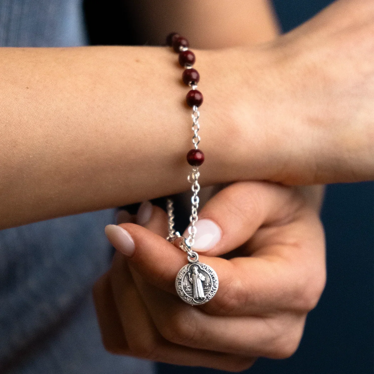 ST BENEDICT - BOIS BRACELET CHAPELET - METAL