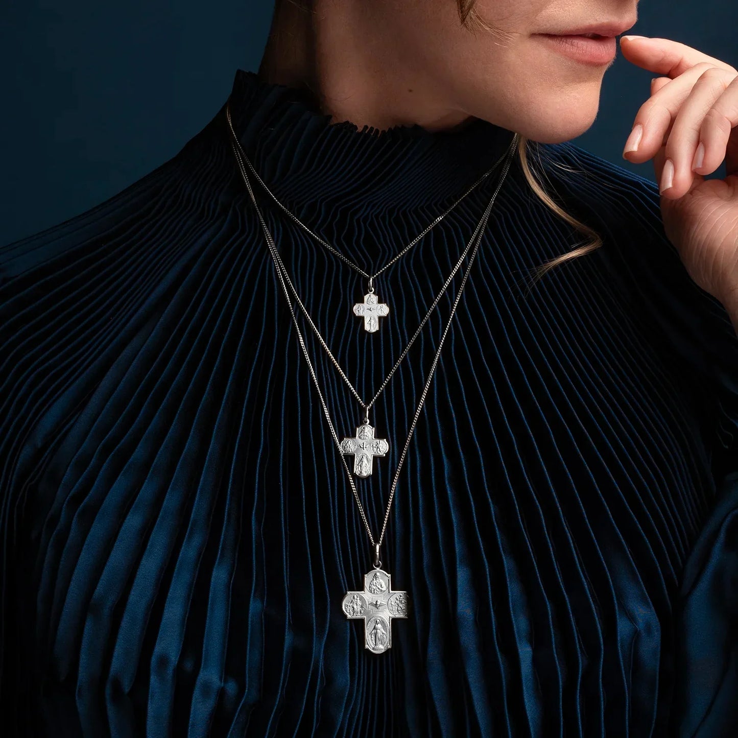 SCAPULAR - PENDENTIF CROIX - ARGENT