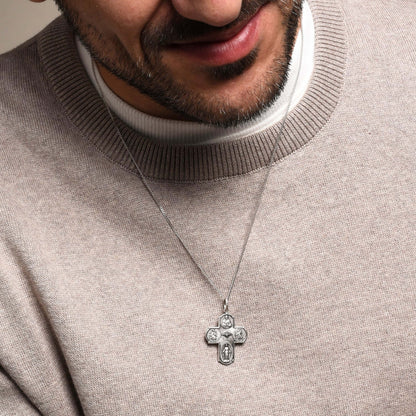 SCAPULAR - PENDENTIF CROIX - BLANC OR