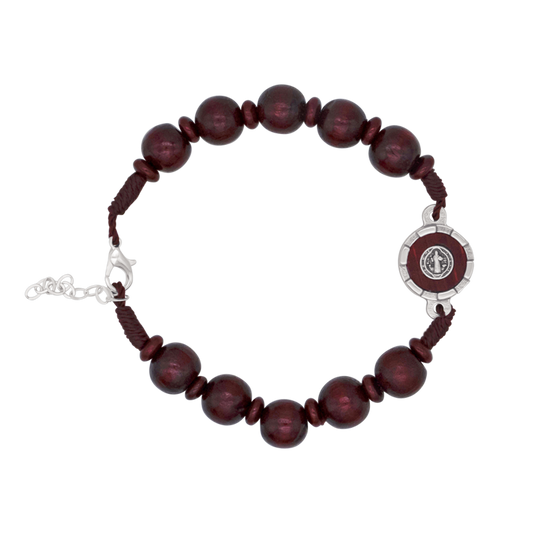 ST BENEDICT - LARGE BRACELET CHAPELET - RED
