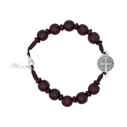 ST BENEDICT - LARGE BRACELET CHAPELET - RED